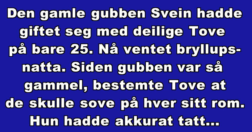 85 år gamle Svein vil ha en hyrdestund på bryllupsnatten. Da svarer den ...